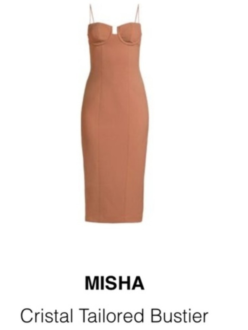 Misha Cristal Tailored Bustier Dress in Tan
